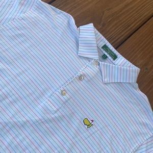 Peter Millar x Masters Golf Polo in White with Red/Green/Blue Sprite Size L
